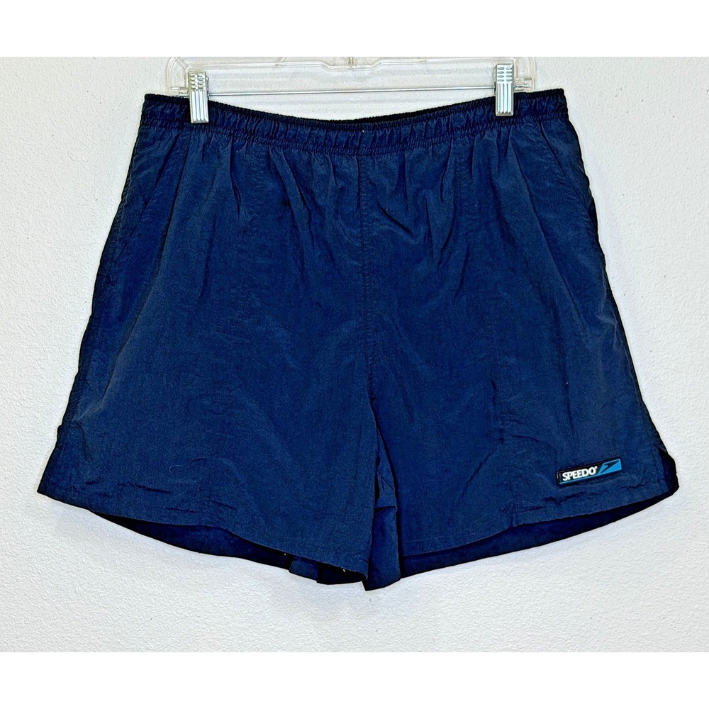 Speedo Swim Trunks Mens Sz Medium Dark Blue Mesh Lining Elastic Drawstring Waist